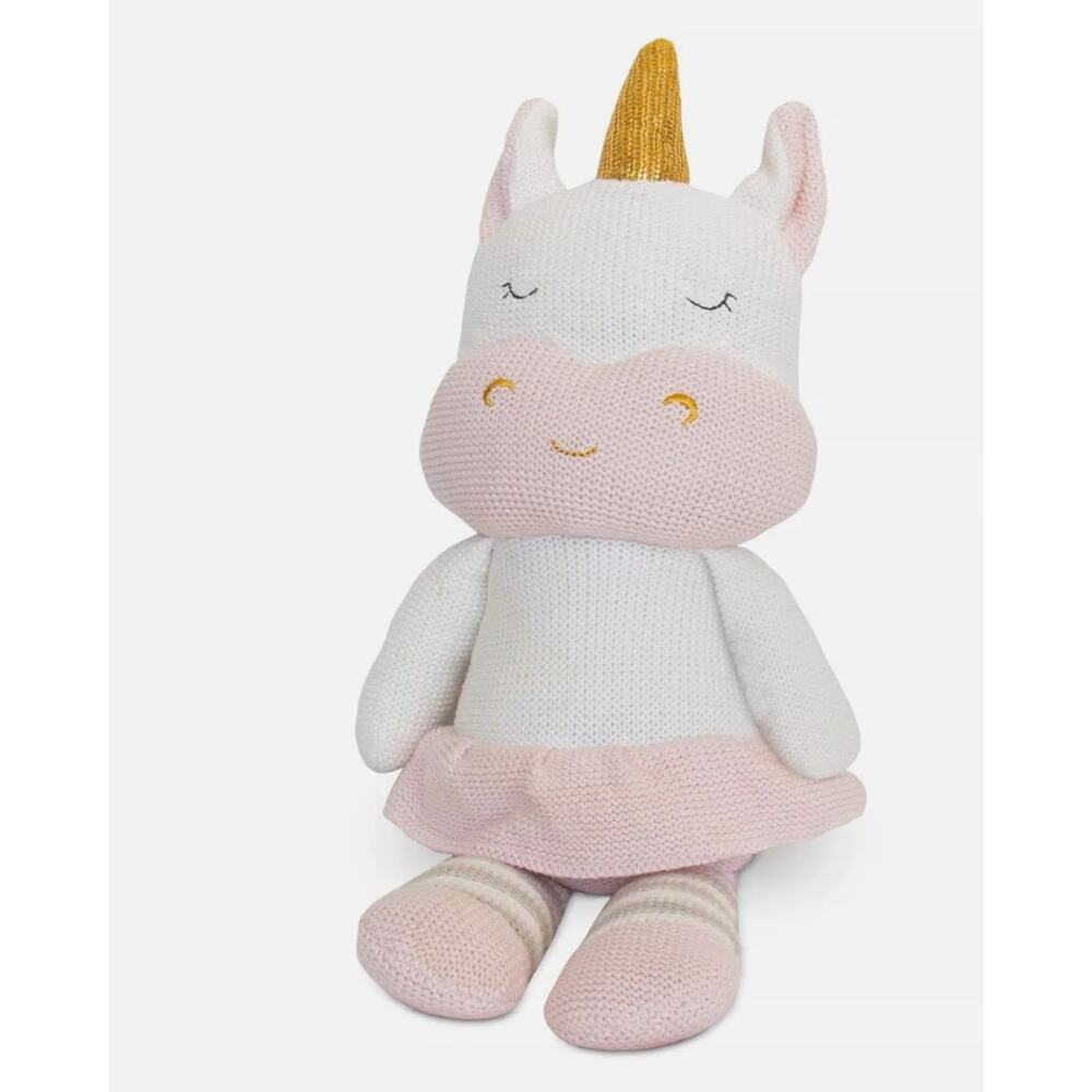 Living Textiles Kenzie Unicorn Knit Plush Toy Baby Rattle Stuffed Animal Doll